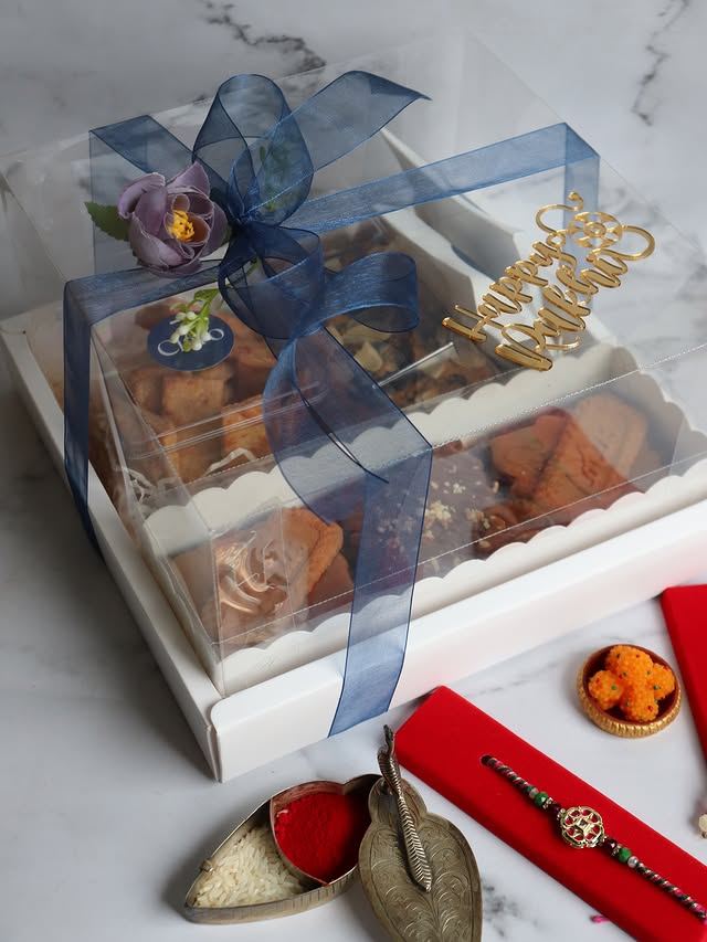 Claro Bakehouse gifting hamper tied with navy ribbon